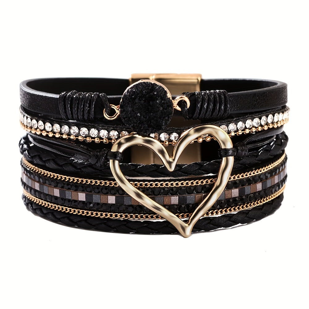 Pulseira de Couro Boémia de Várias Camadas
