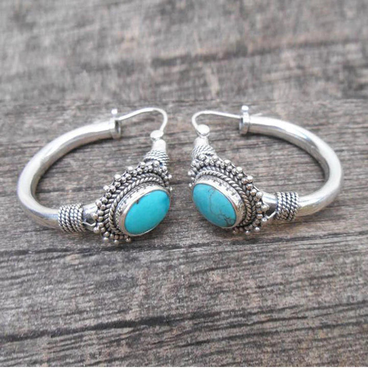 Brincos Retro Elegantes com Turquesa