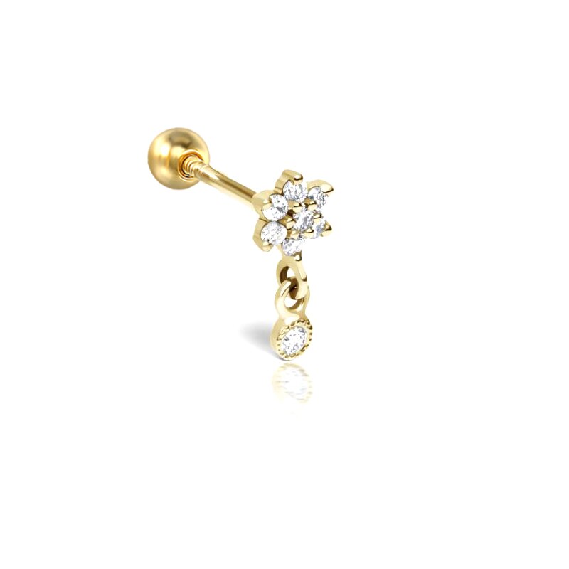 Brincos de Pressão Pendentes Pavé, Prata S925