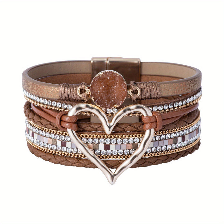 Pulseira de Couro Boémia de Várias Camadas