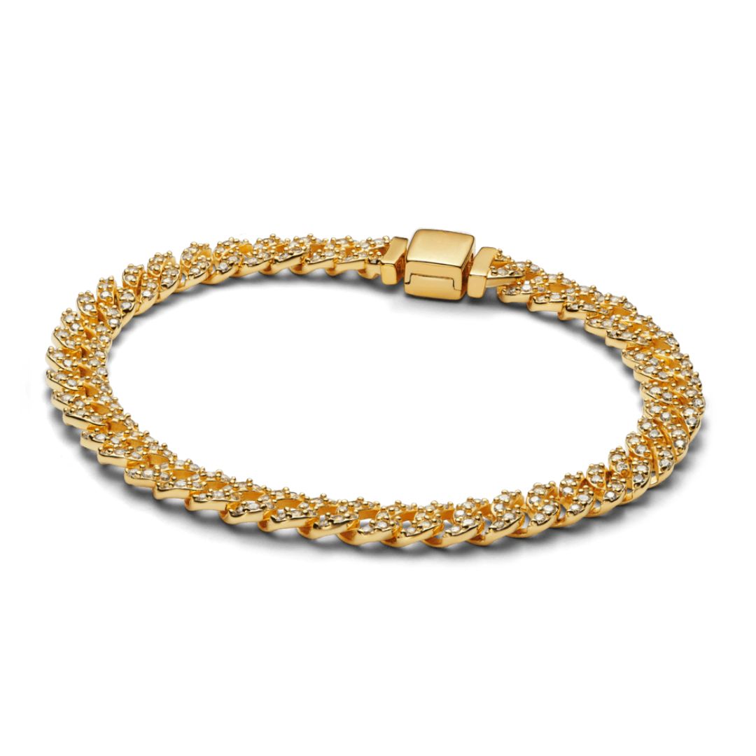 Pulseira Cubana com Moissanite | Ouro