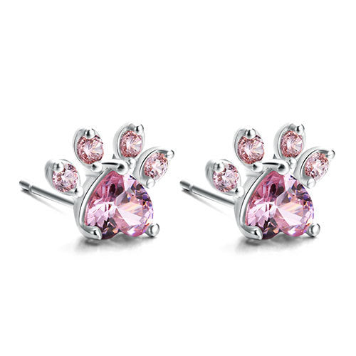 Conjunto de Joias com Pata em Ouro Rosa – 4 Peças com Coração de Zircónia (Anel, Colar, Brincos, Pulseira)