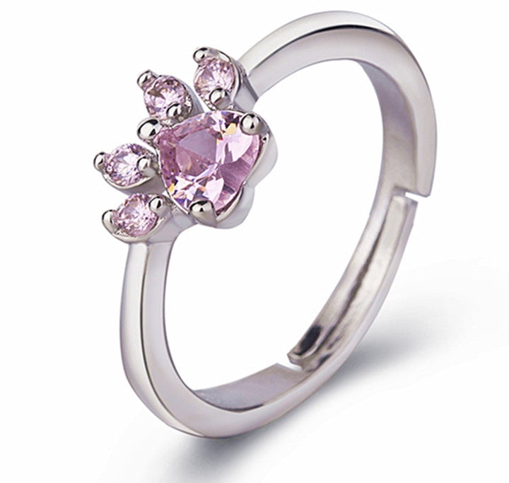 Conjunto de Joias com Pata em Ouro Rosa – 4 Peças com Coração de Zircónia (Anel, Colar, Brincos, Pulseira)
