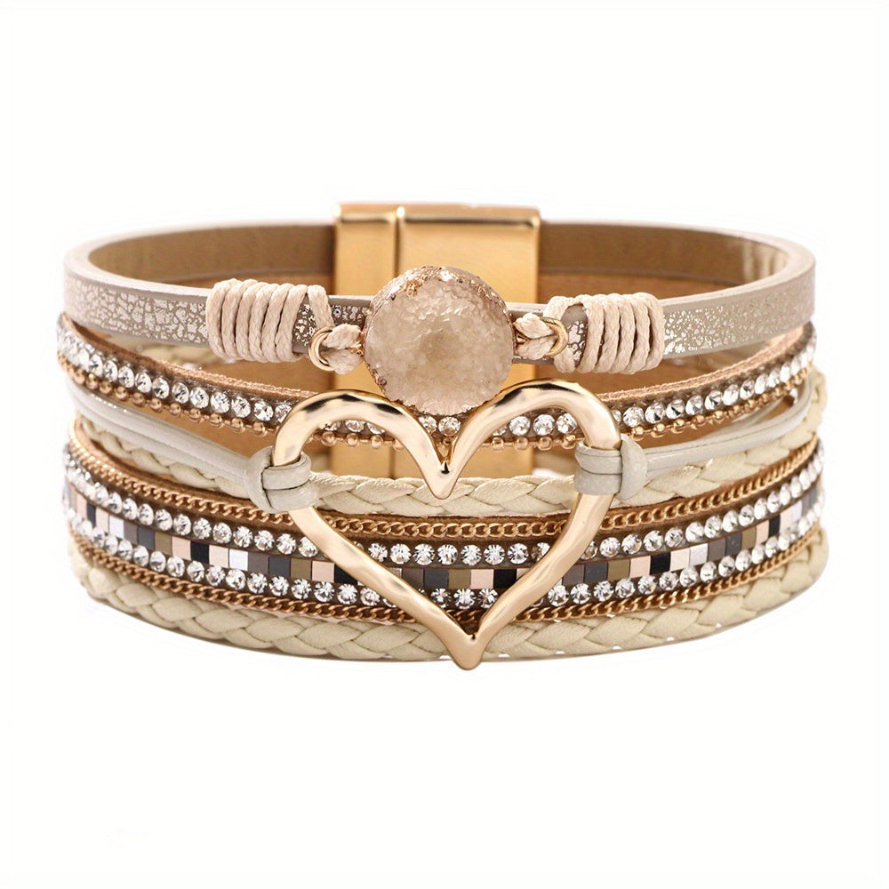 Pulseira de Couro Boémia de Várias Camadas