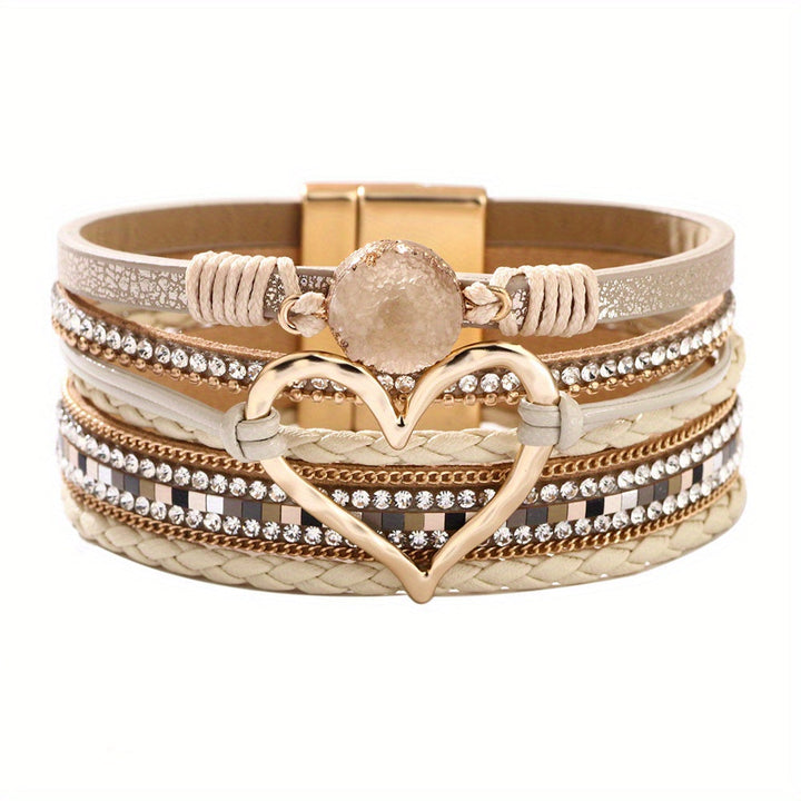 Pulseira de Couro Boémia de Várias Camadas