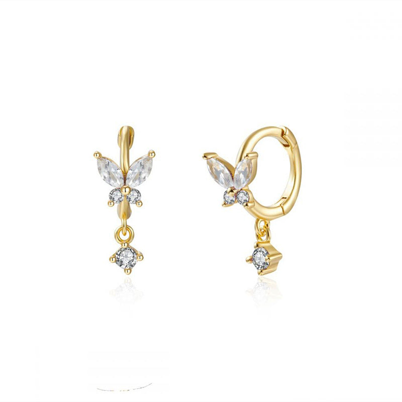 Brincos de Pressão Pendentes Pavé, Prata S925