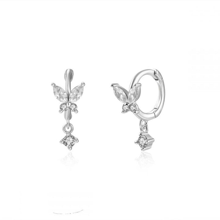 Brincos de Pressão Pendentes Pavé, Prata S925