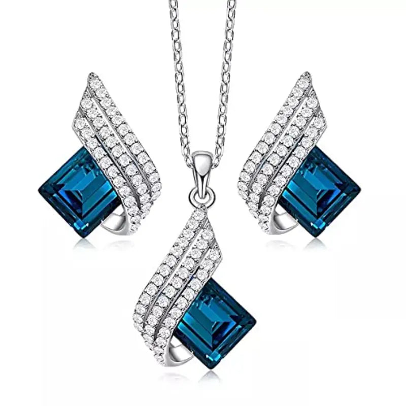 Conjunto de Joias com Pedras de Safira Azul