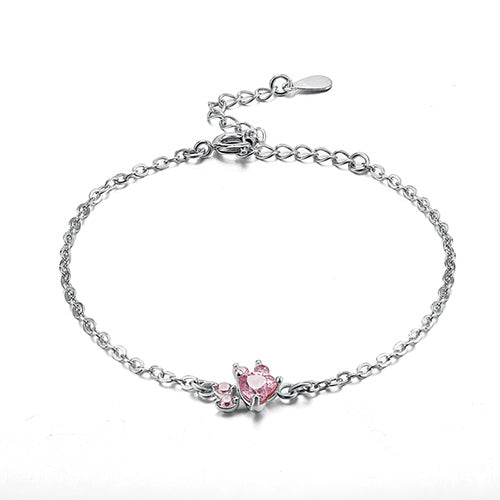 Conjunto de Joias com Pata em Ouro Rosa – 4 Peças com Coração de Zircónia (Anel, Colar, Brincos, Pulseira)