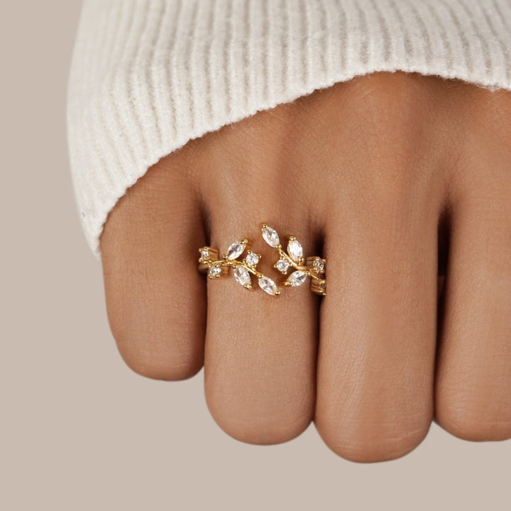 Anel com Videira de Cristal, Ouro 18K
