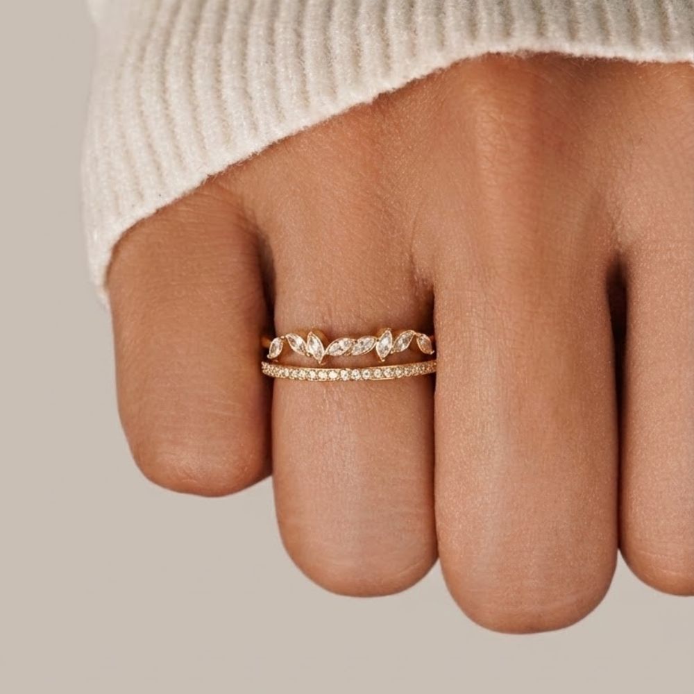 Anel Mia com Cristais, Ouro 18K