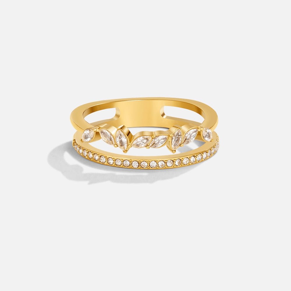 Anel Mia com Cristais, Ouro 18K