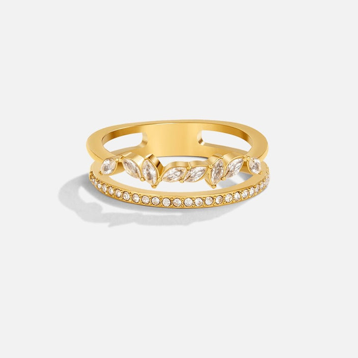 Anel Mia com Cristais, Ouro 18K