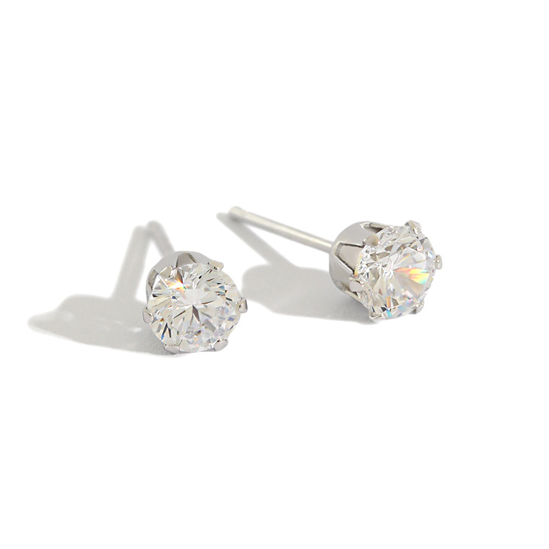 Brincos de Pressão Pavé, Prata S925