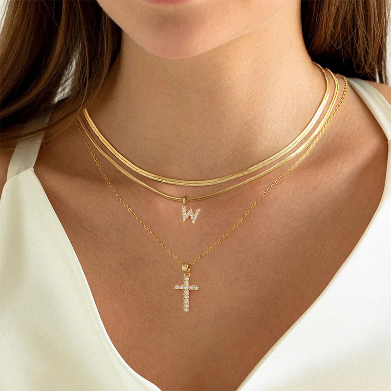 Conjunto Dourado com Cruz e Inicial