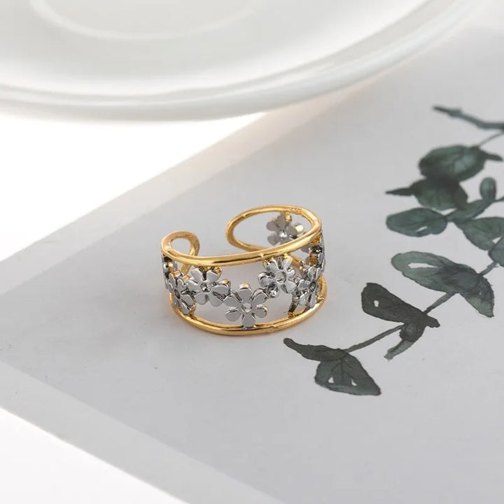 ANEL VINTAGE DOURADO GROSSO EM CAMADAS
