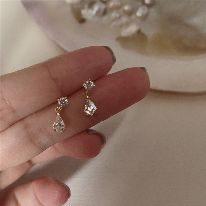 Brincos Pavé em Forma de Gota, Prata S925