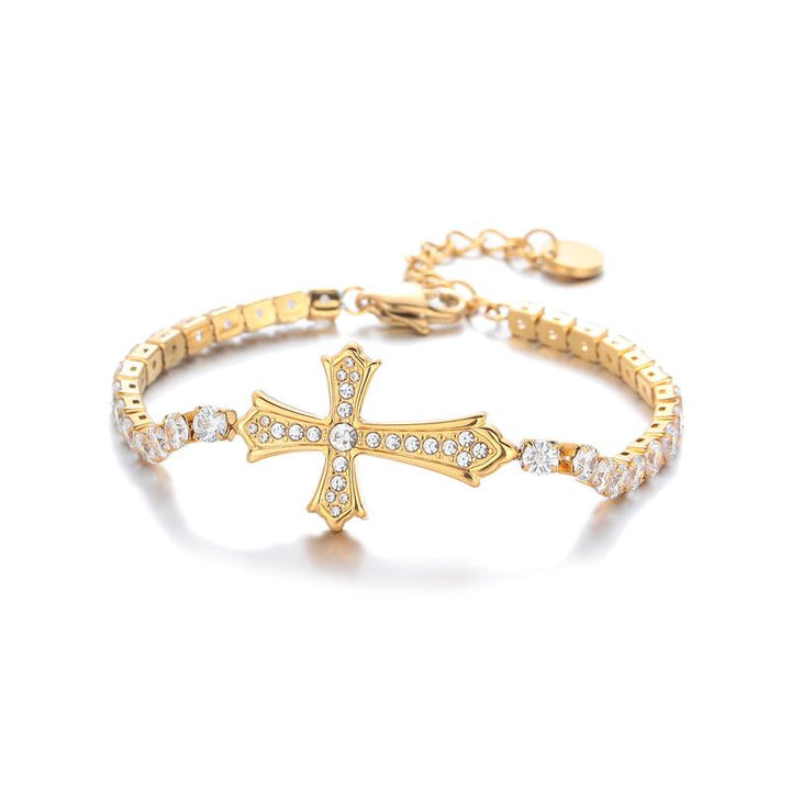Pulseira com Cruz e Pedrinhas