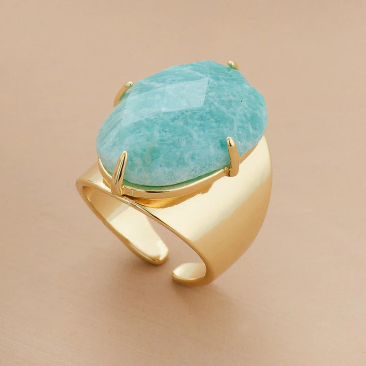 Anel Azul Deusa da Sorte com Amazonite