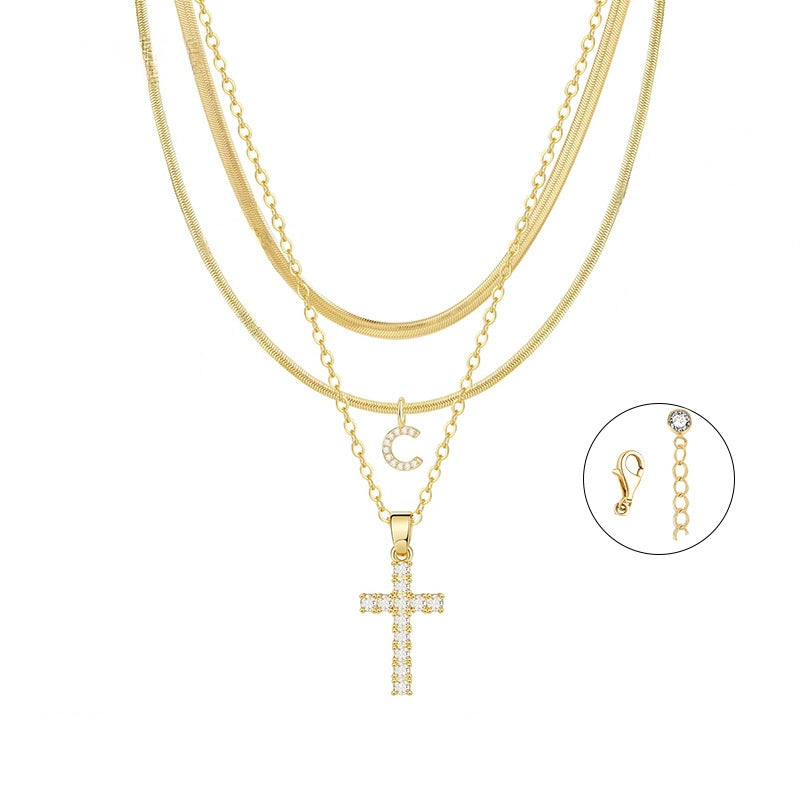 Conjunto Dourado com Cruz e Inicial