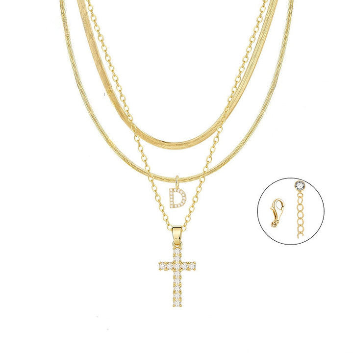 Conjunto Dourado com Cruz e Inicial