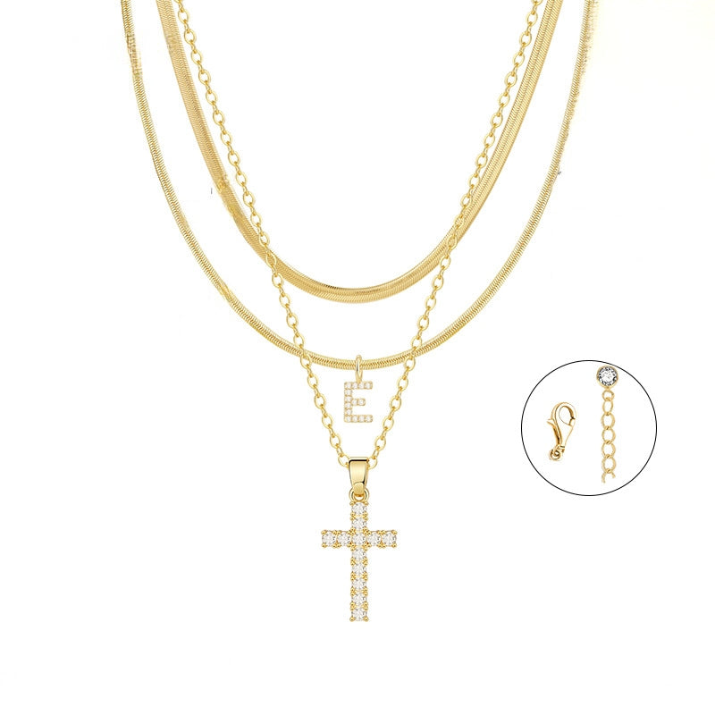 Conjunto Dourado com Cruz e Inicial