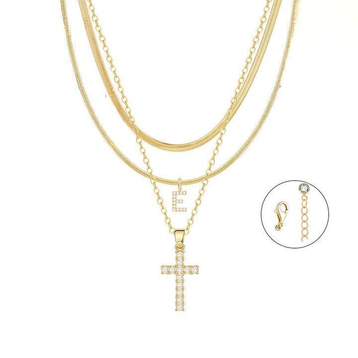 Conjunto Dourado com Cruz e Inicial