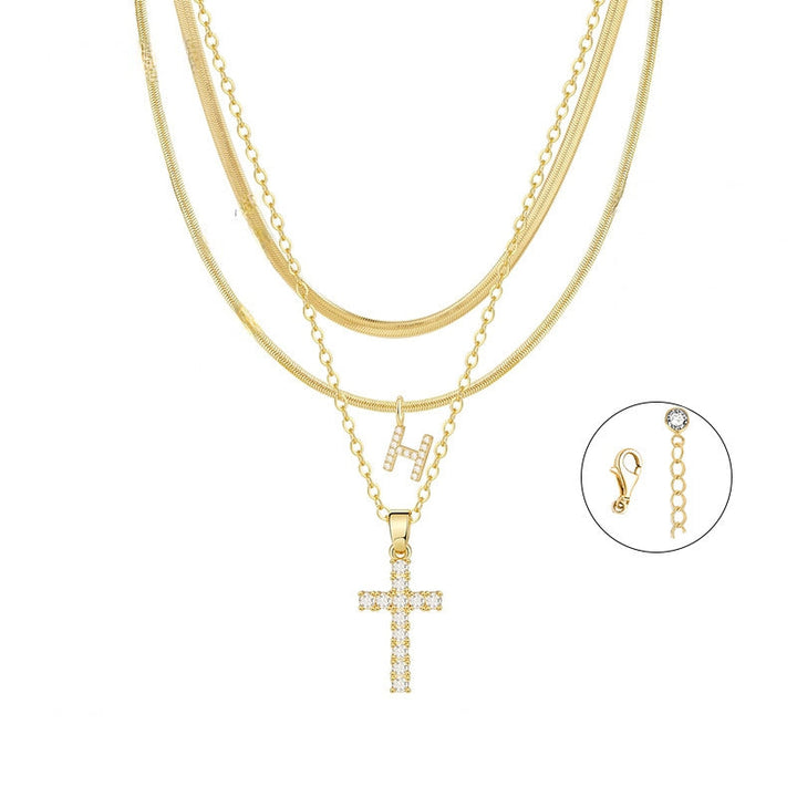 Conjunto Dourado com Cruz e Inicial