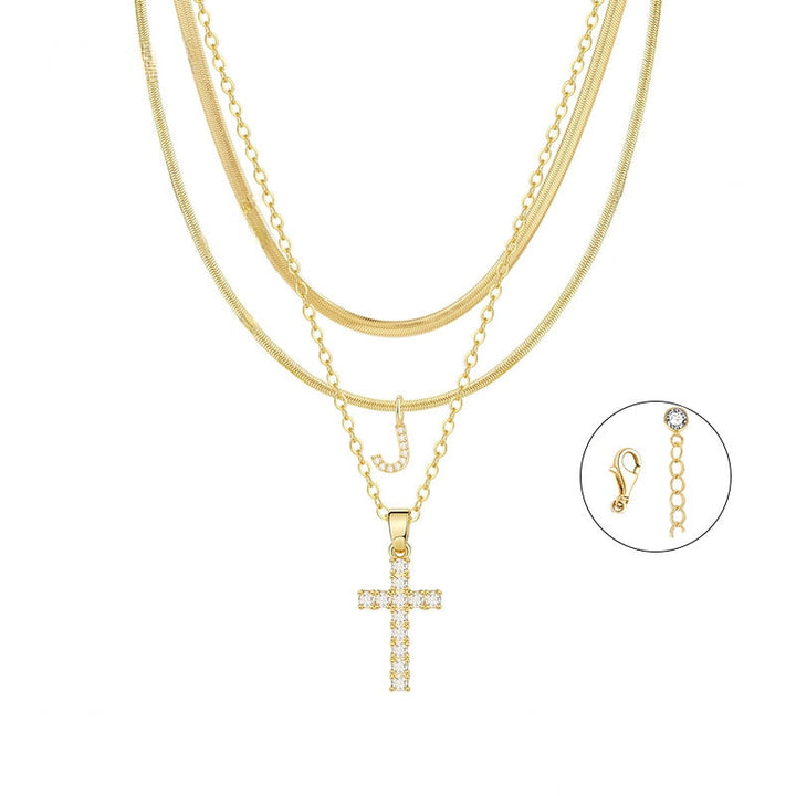 Conjunto Dourado com Cruz e Inicial