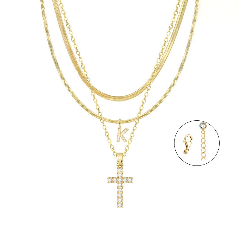 Conjunto Dourado com Cruz e Inicial