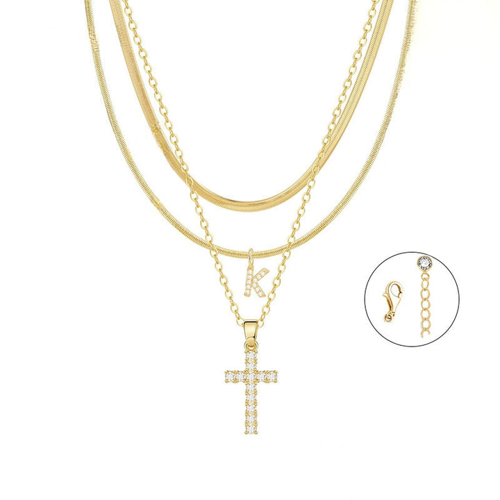 Conjunto Dourado com Cruz e Inicial