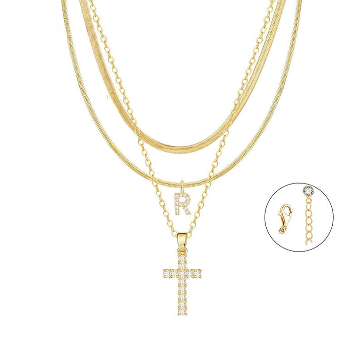 Conjunto Dourado com Cruz e Inicial
