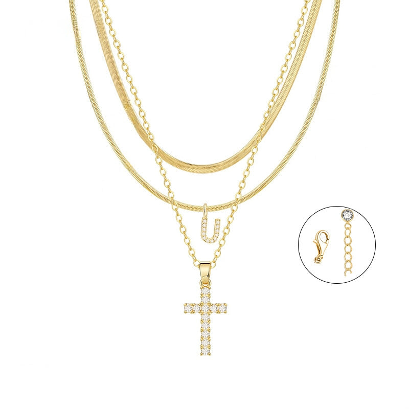 Conjunto Dourado com Cruz e Inicial