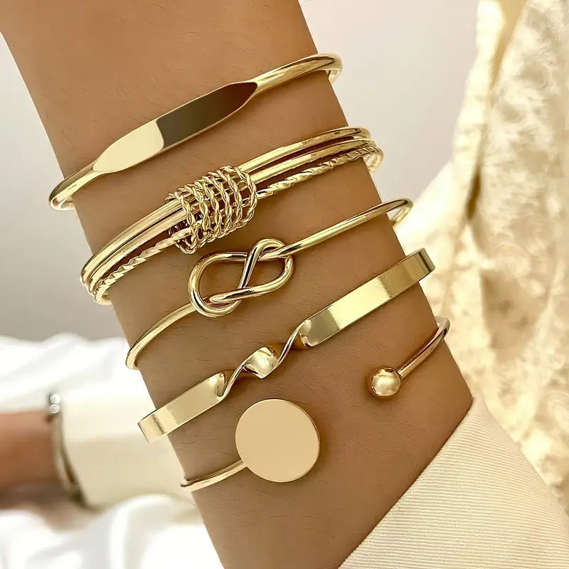 Conjunto de Pulseiras Nó Elegante | Ouro