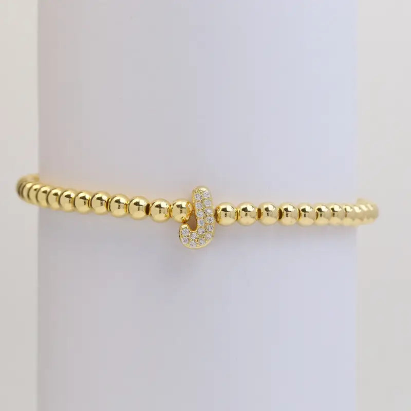 Pulseira de Contas com Inicial Bubble A–Z
