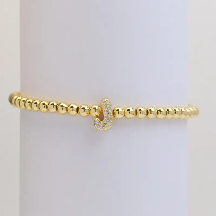 Pulseira de Contas com Inicial Bubble A–Z