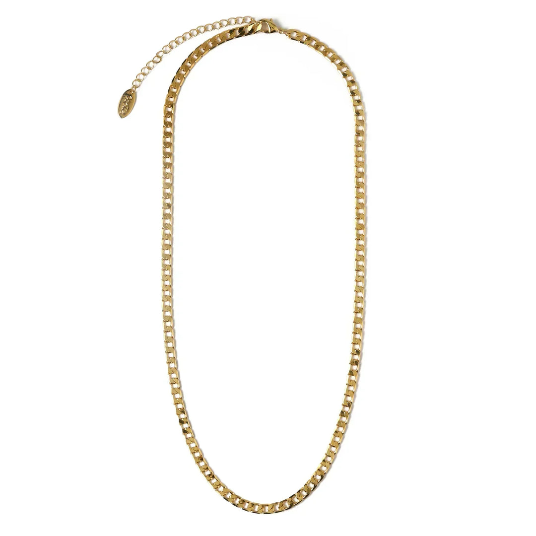 Colar com Corrente Barbela Plana | Ouro Branco