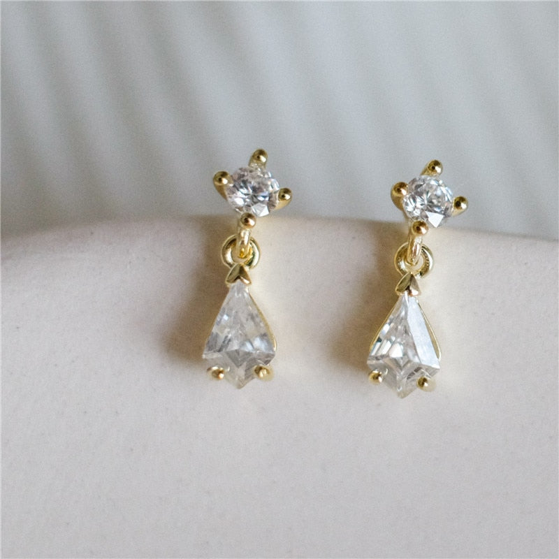 Brincos Pavé em Forma de Gota, Prata S925