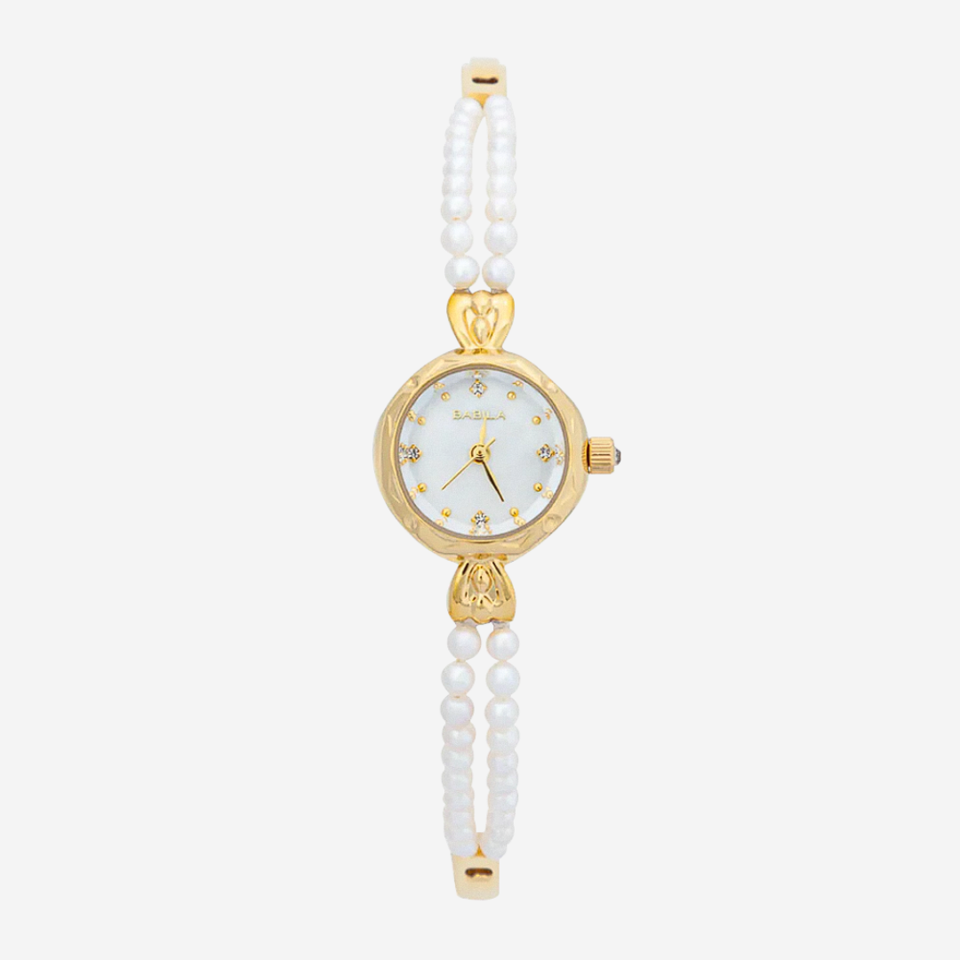 Relógio Eve | Relógio de Senhora com Bracelete Dourada de Pérolas