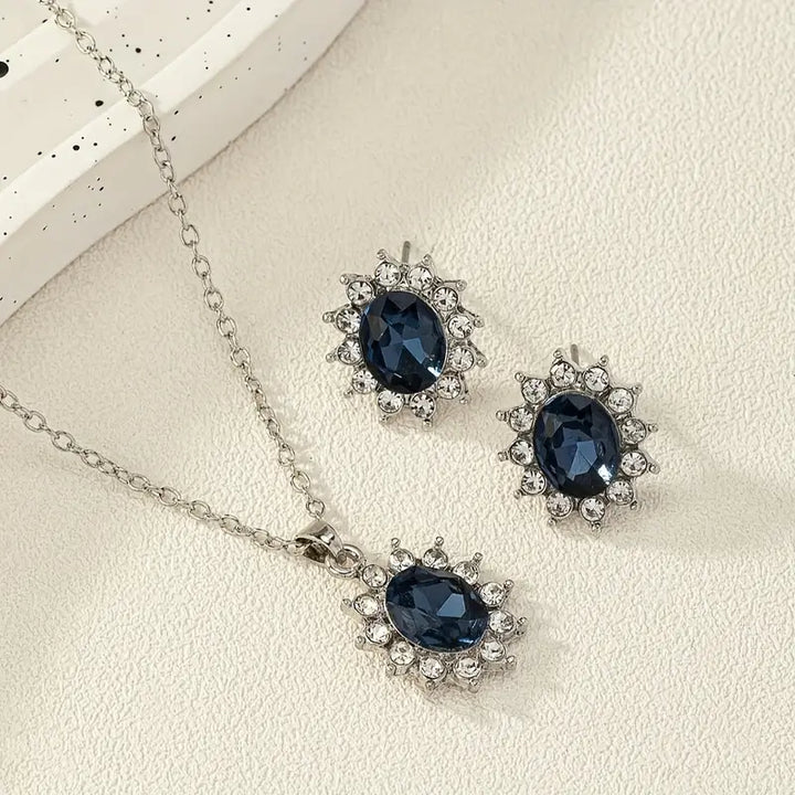 Conjunto de Joias com Safira Escura