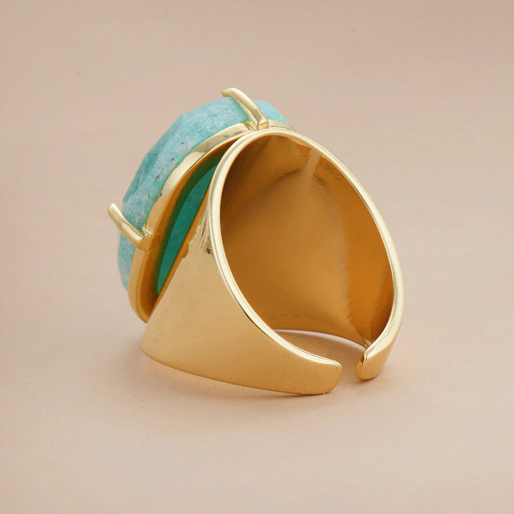 Anel Azul Deusa da Sorte com Amazonite