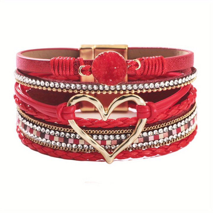 Pulseira de Couro Boémia de Várias Camadas