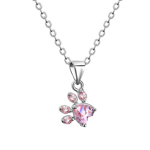 Conjunto de Joias com Pata em Ouro Rosa – 4 Peças com Coração de Zircónia (Anel, Colar, Brincos, Pulseira)