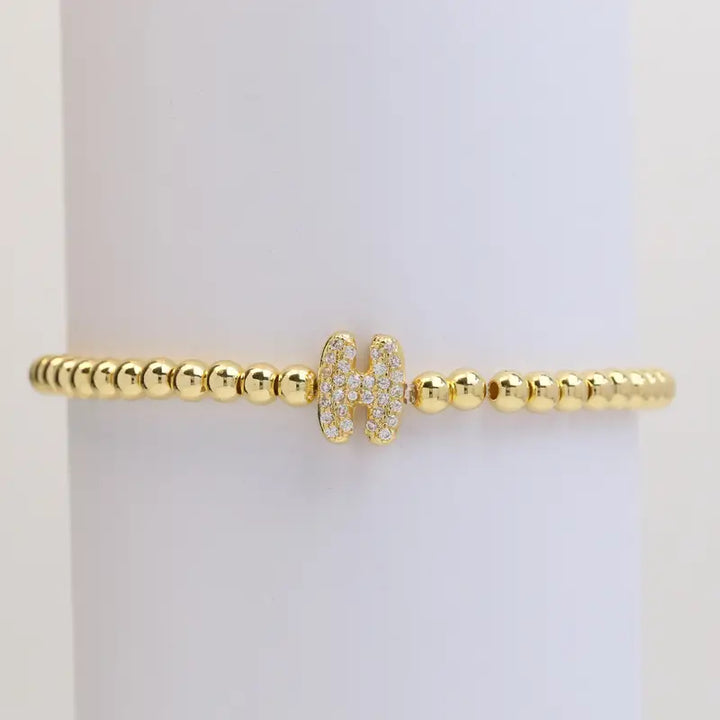 Pulseira de Contas com Inicial Bubble A–Z