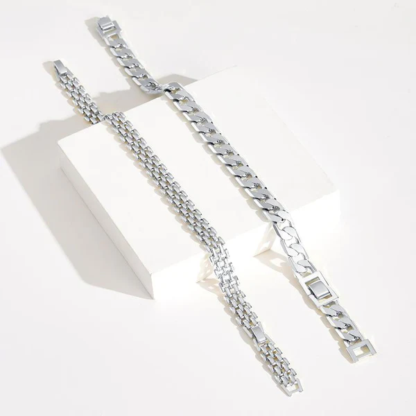 Conjunto de 2 Pulseiras de Elos Grossos 14K