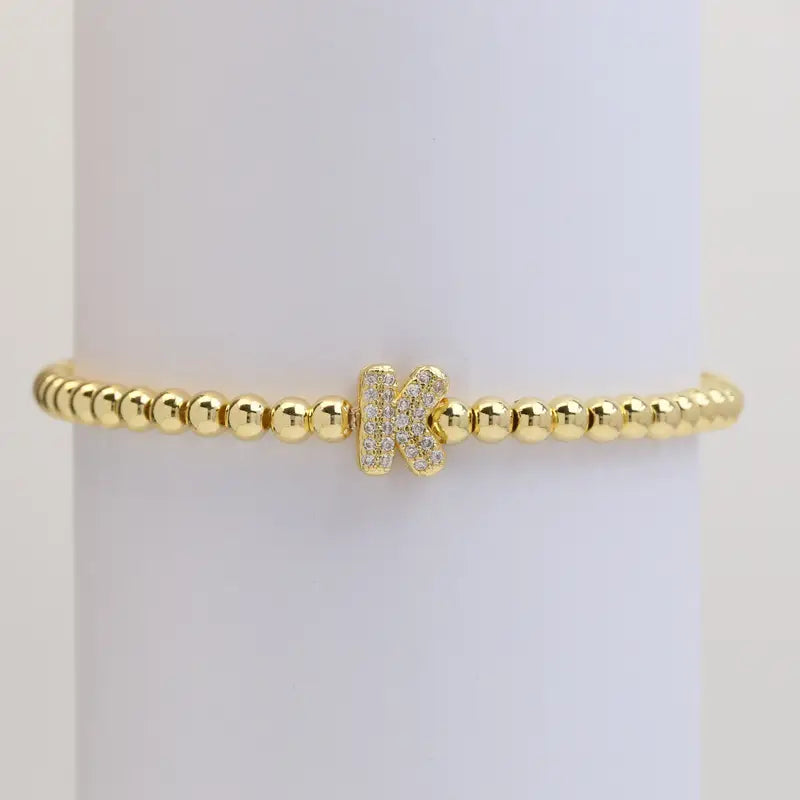 Pulseira de Contas com Inicial Bubble A–Z