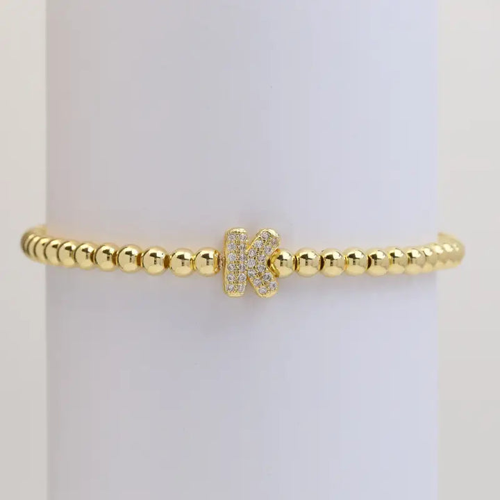 Pulseira de Contas com Inicial Bubble A–Z