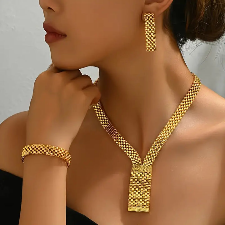 Conjunto de Joias em Malha de Ouro 18K