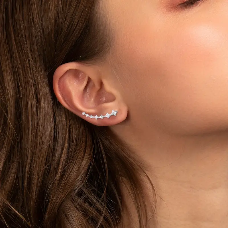 Brincos Ear Climber Sophie, Prata S925