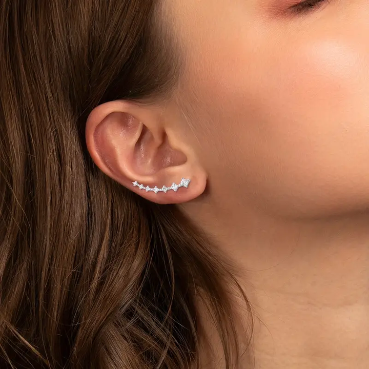 Brincos Ear Climber Sophie, Prata S925